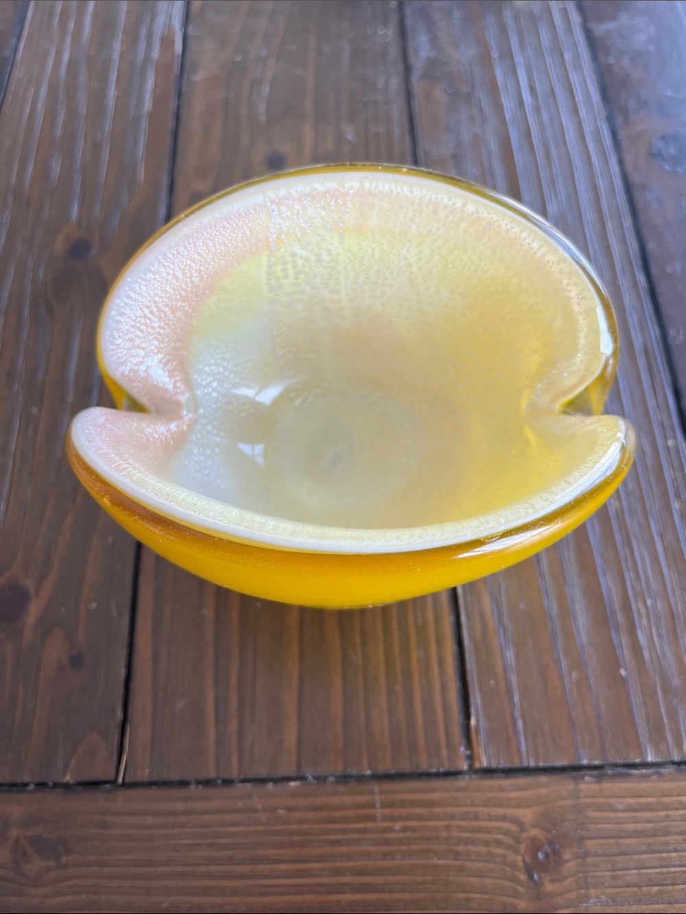Murano Yellow Iridescent Glass Bowl